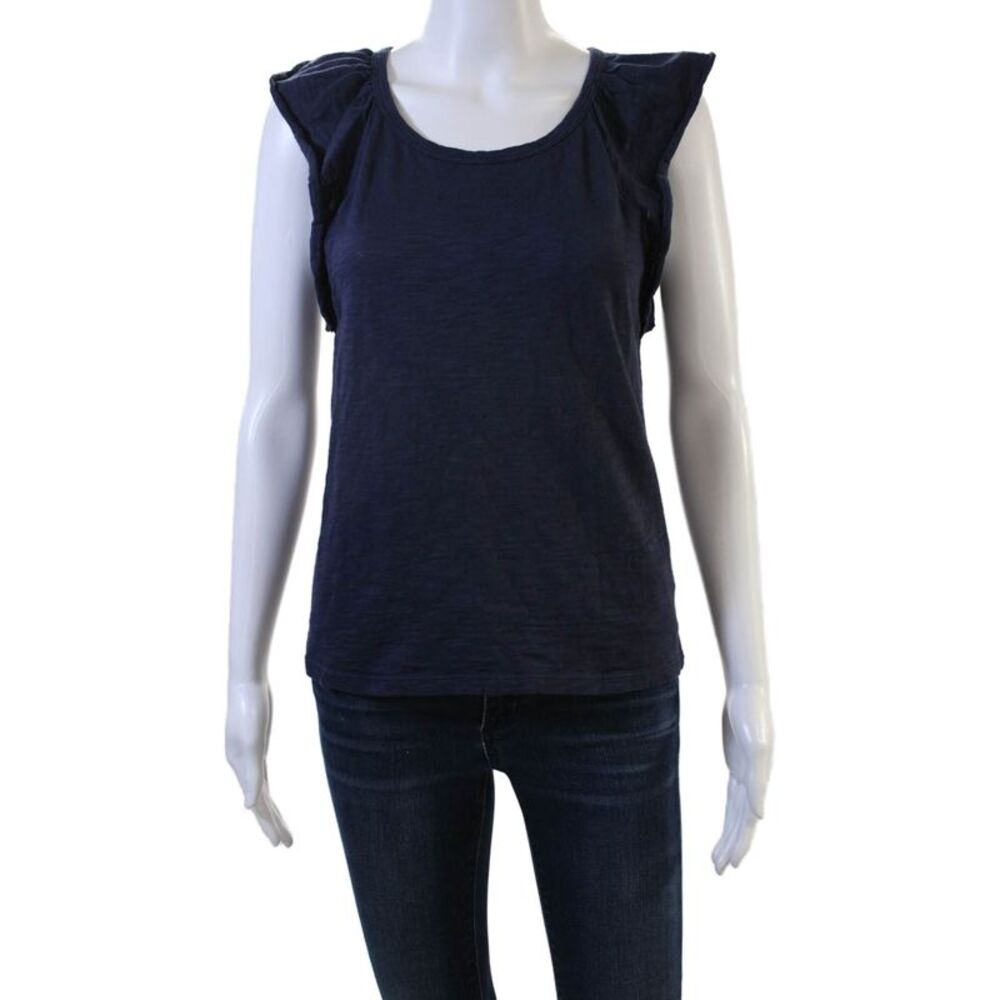 Lilla P Women Sleeveless Jersey Tee Dark Blue 100% Cotton Round Neck Size XS